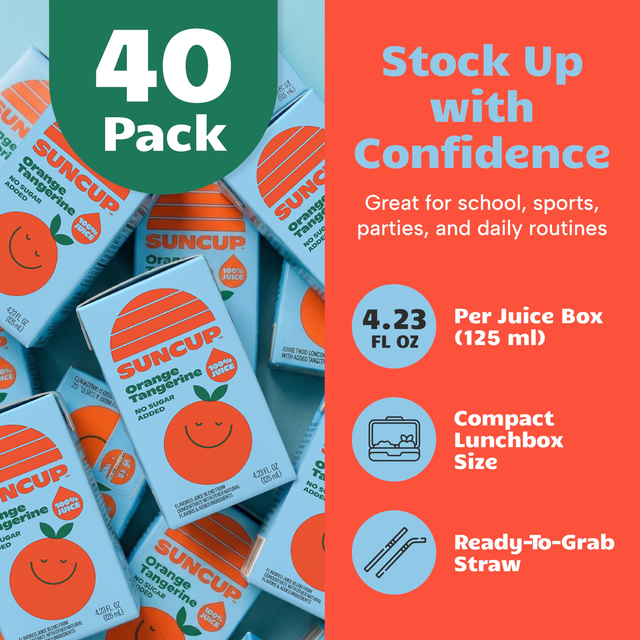 SunCup carton labels with FSC and recycling symbols showing sustainability