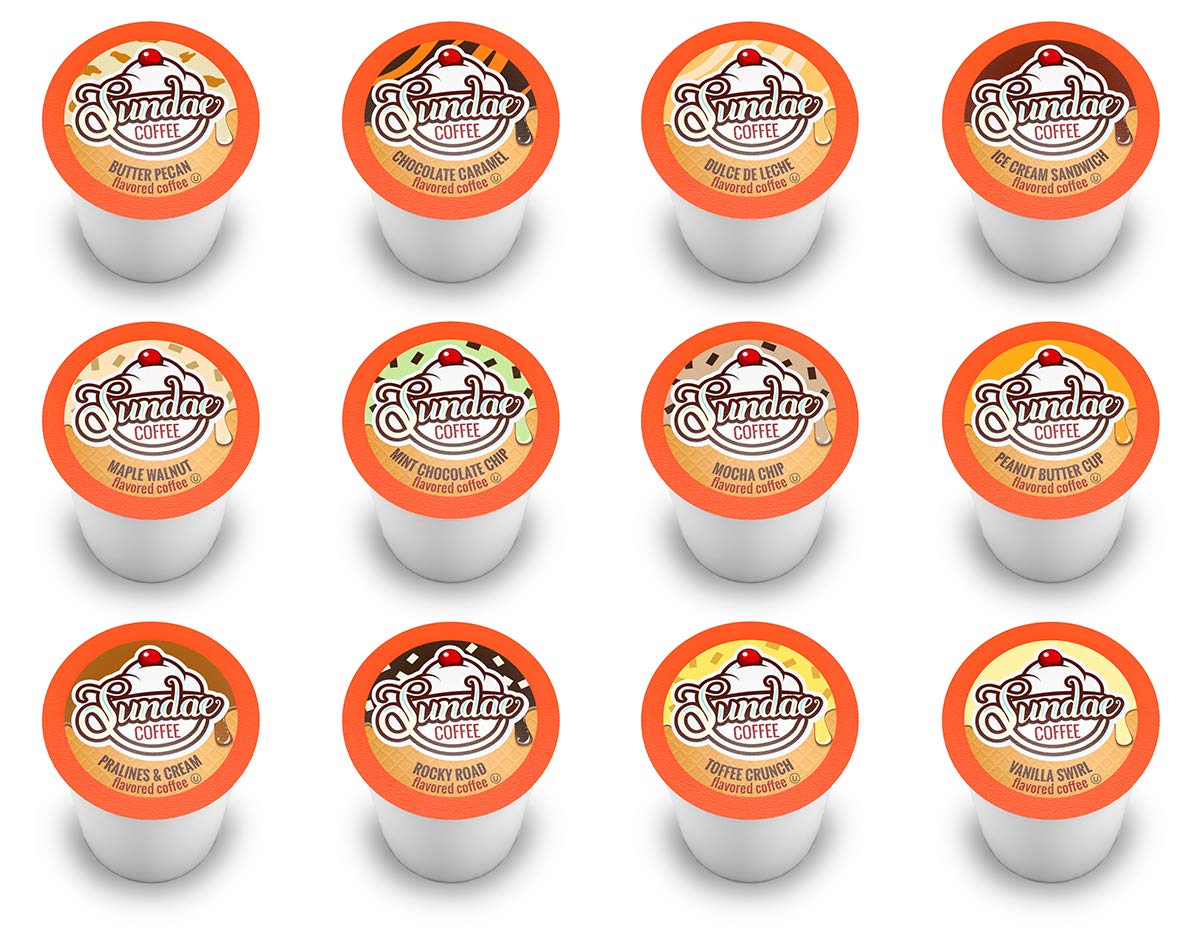 Sundae Coffee pod close-up showing sealed K-Cup capsule and freshness preservation