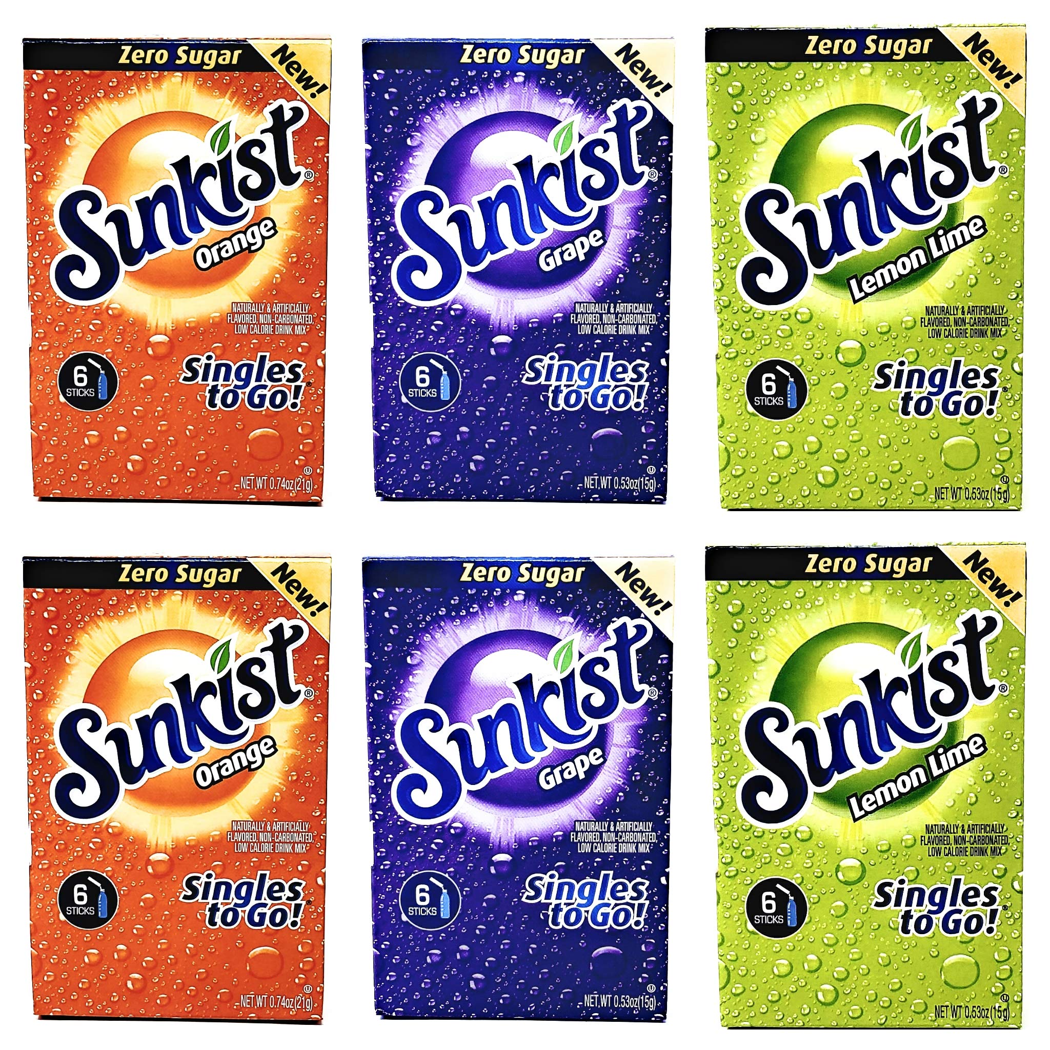 Sunkist front packaging showing three-flavor variety and box count, convenient supply