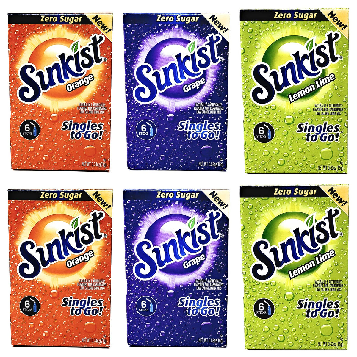 Sunkist front packaging showing three-flavor variety and box count, convenient supply