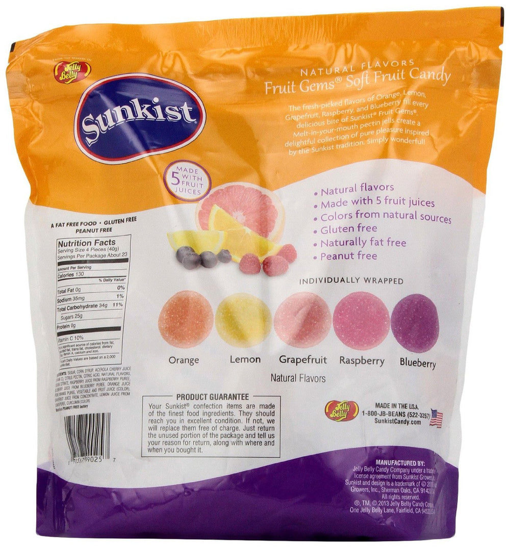 Close-up of Sunkist fruit gem texture highlighting soft pectin chew and natural juice