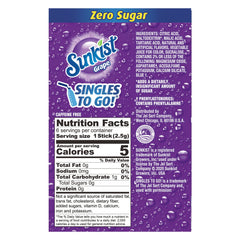 SINGLES TO GO! sunkist grape packet being poured into bottle for instant flavor
