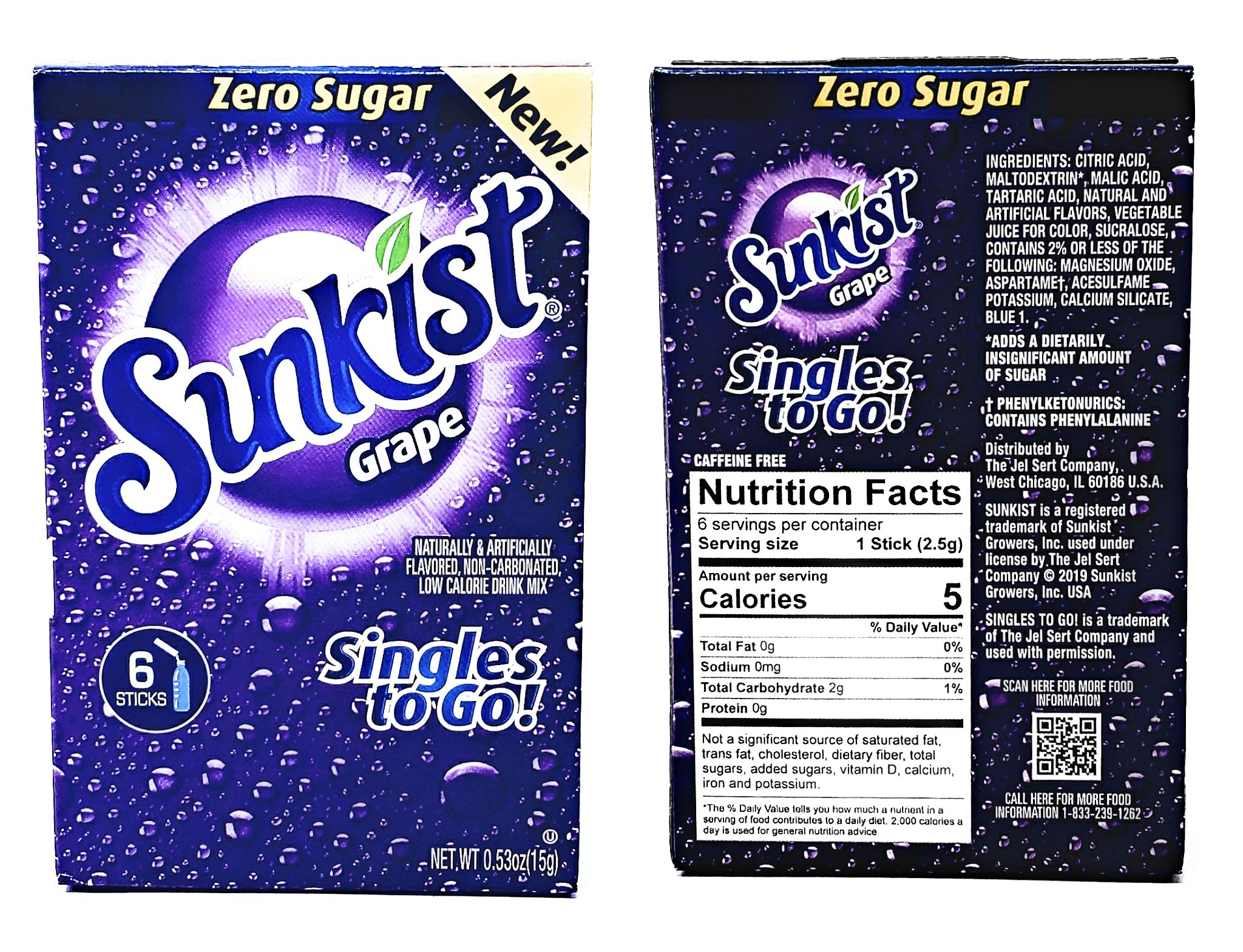 Sunkist grape packet dissolving into water, Sunkist delivers sweet grape flavor fast