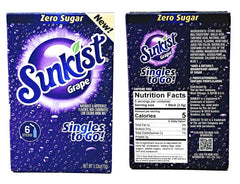 Sunkist grape packet dissolving into water, Sunkist delivers sweet grape flavor fast