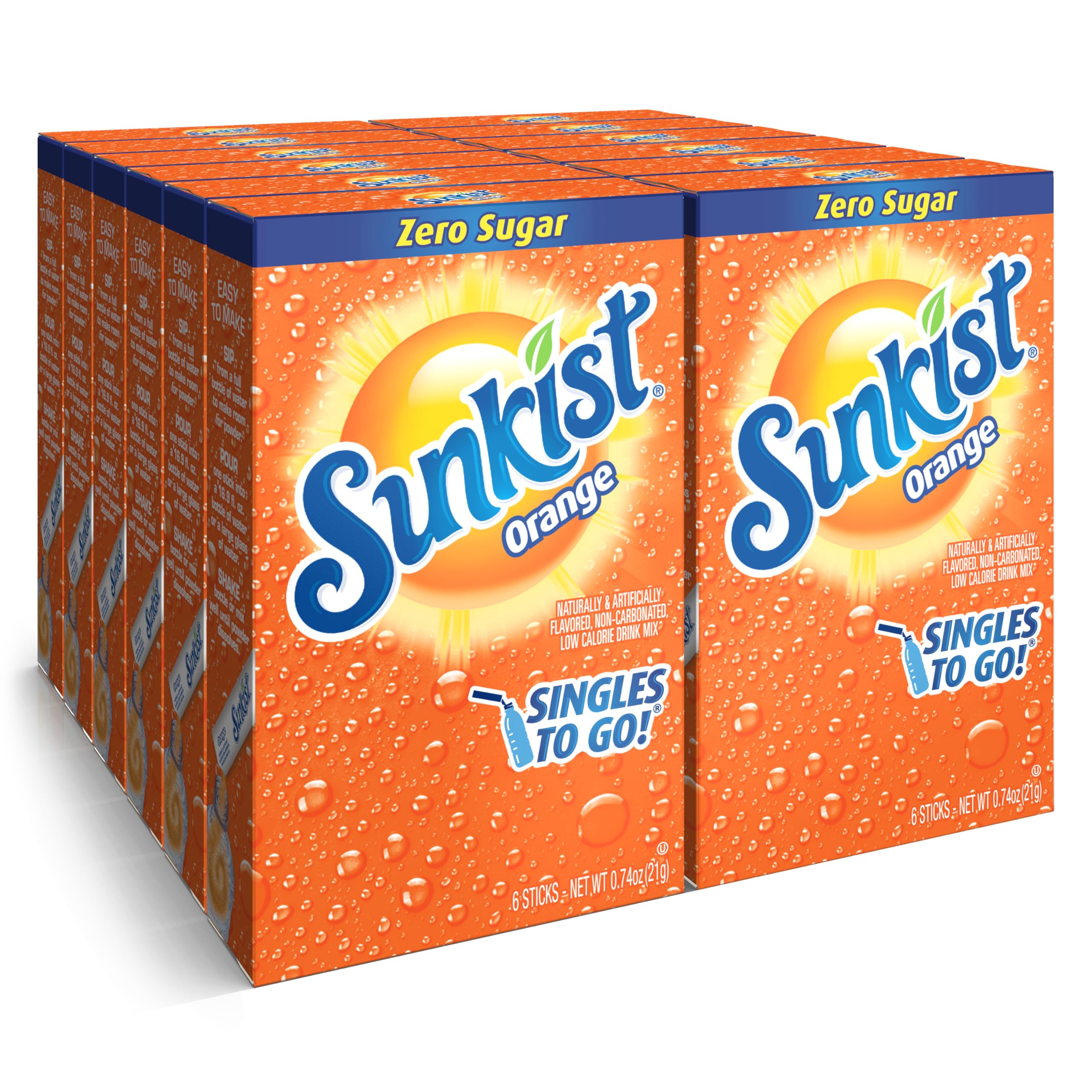 SINGLES TO GO! front packaging showing orange flavor and travel convenience
