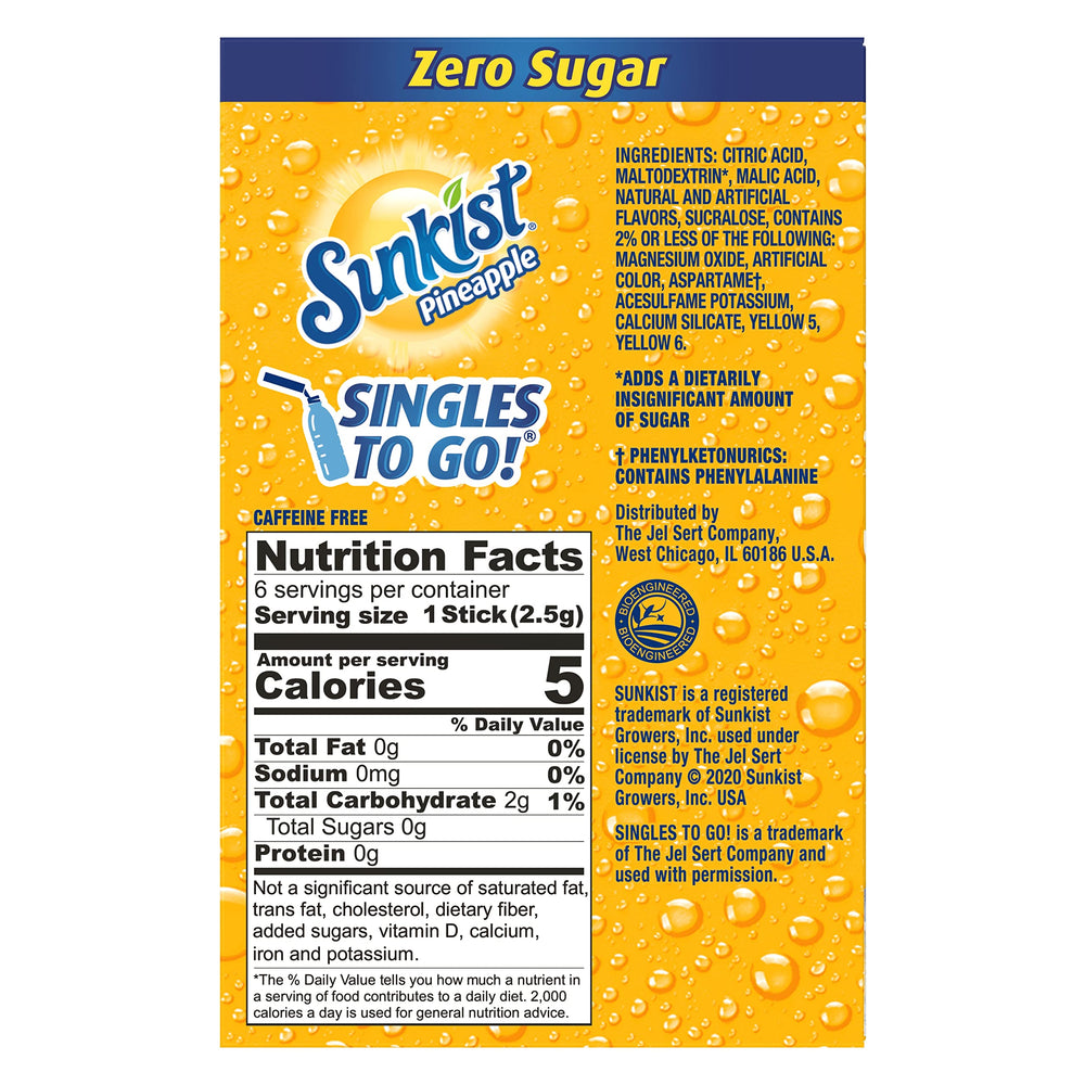 SINGLES TO GO! single powder stick close-up displaying portion size and easy-open convenience