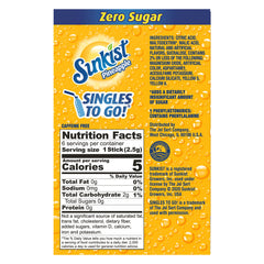 SINGLES TO GO! single powder stick close-up displaying portion size and easy-open convenience