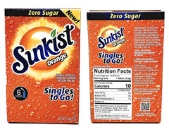 Sunkist single packet close-up beside spilled powder, easy single-serve use