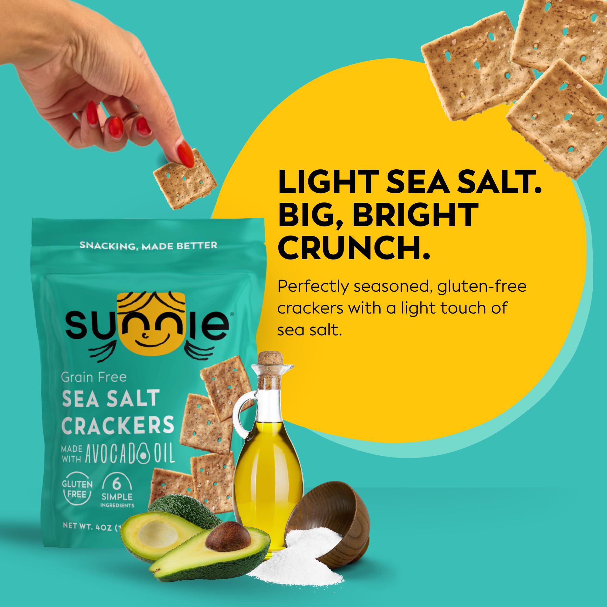 Sunnie crackers dipped in hummus illustrating versatile snack pairing