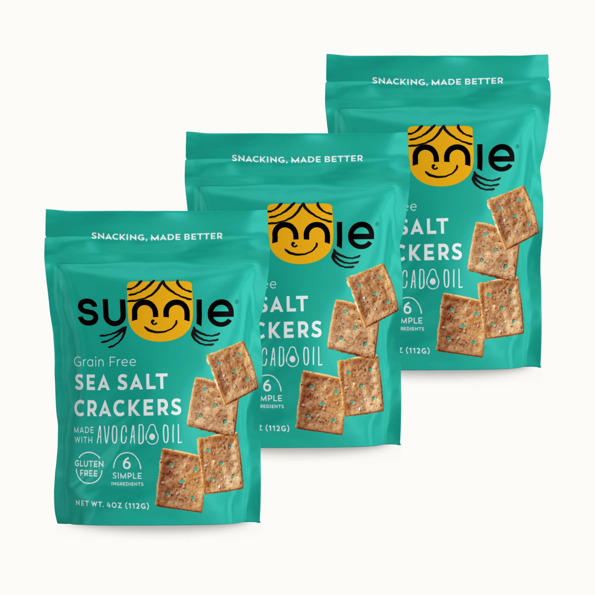 Sunnie front packaging showing sea salt flavor and clean ingredients
