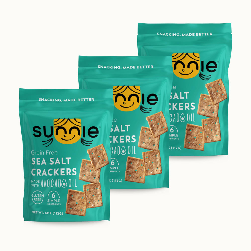 Sunnie front packaging showing sea salt flavor and clean ingredients