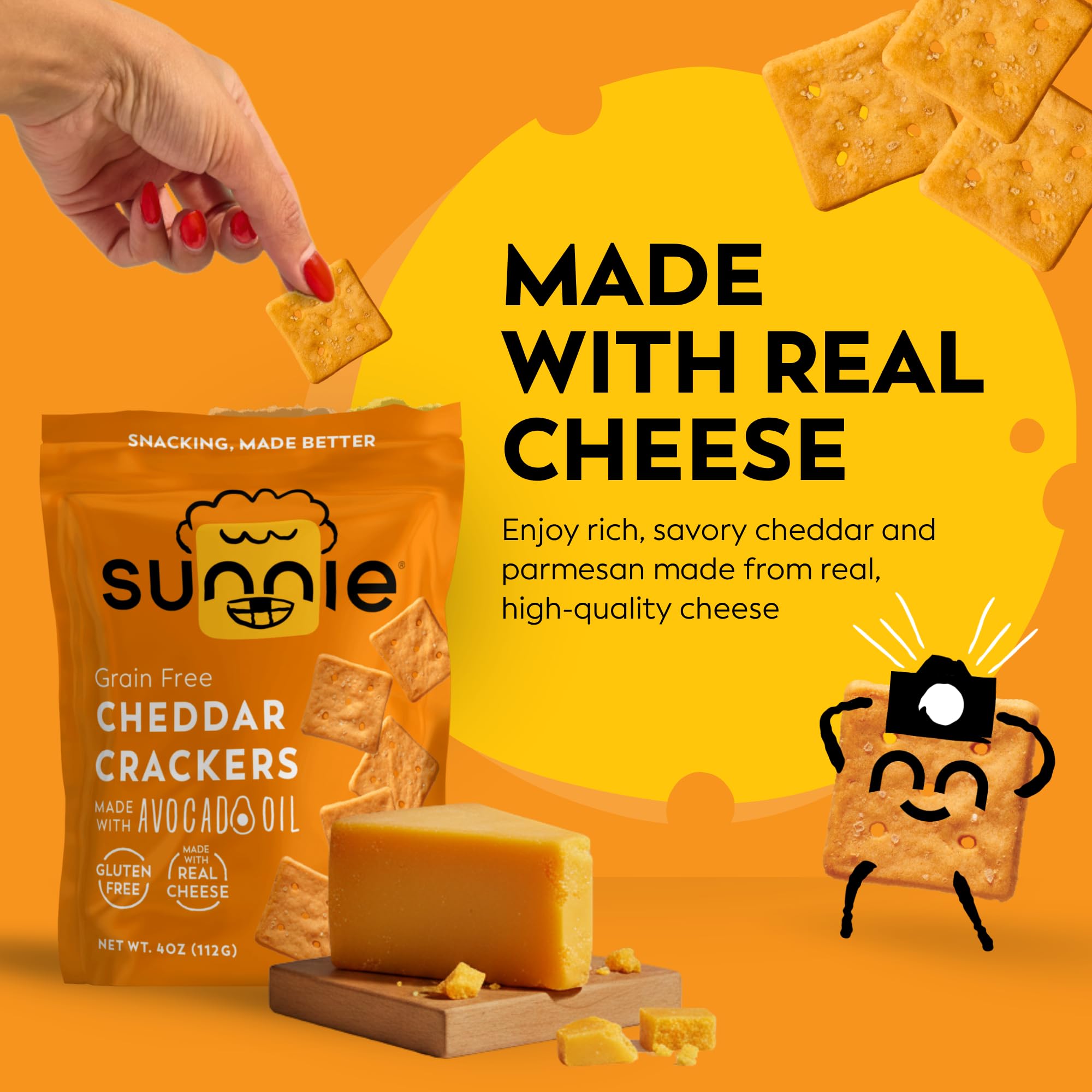 Sunnie cracker held in hand for scale demonstrating size and portability
