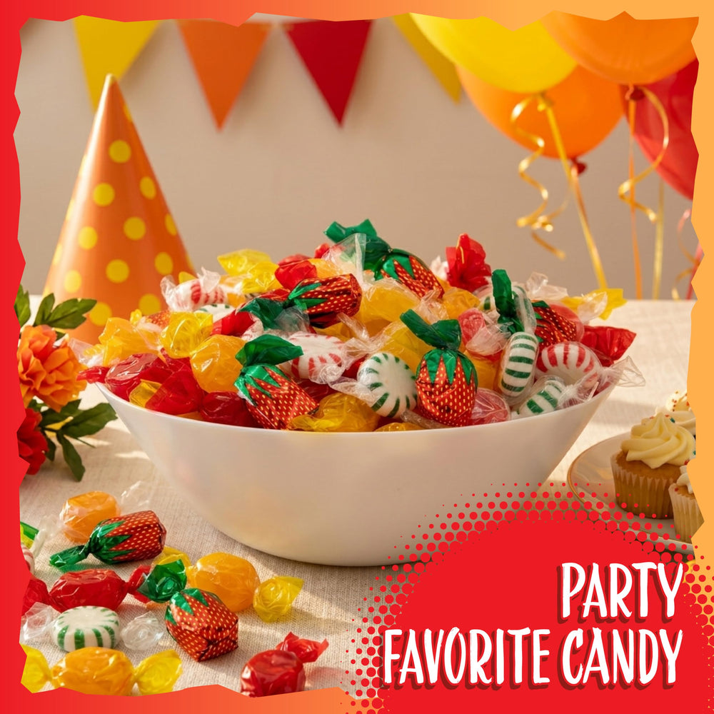 SUNNY ISLAND assorted fruit-filled candies close-up, colorful crowd-pleasing look