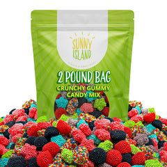 SUNNY ISLAND close-up of nonpareil-coated bear highlighting crunchy coating