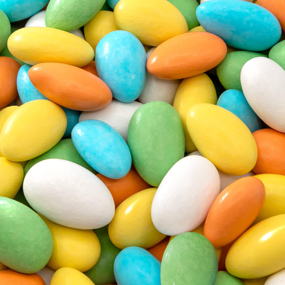 SUNNY ISLAND front of pack showing 1 lb bag and pastel almonds for event use