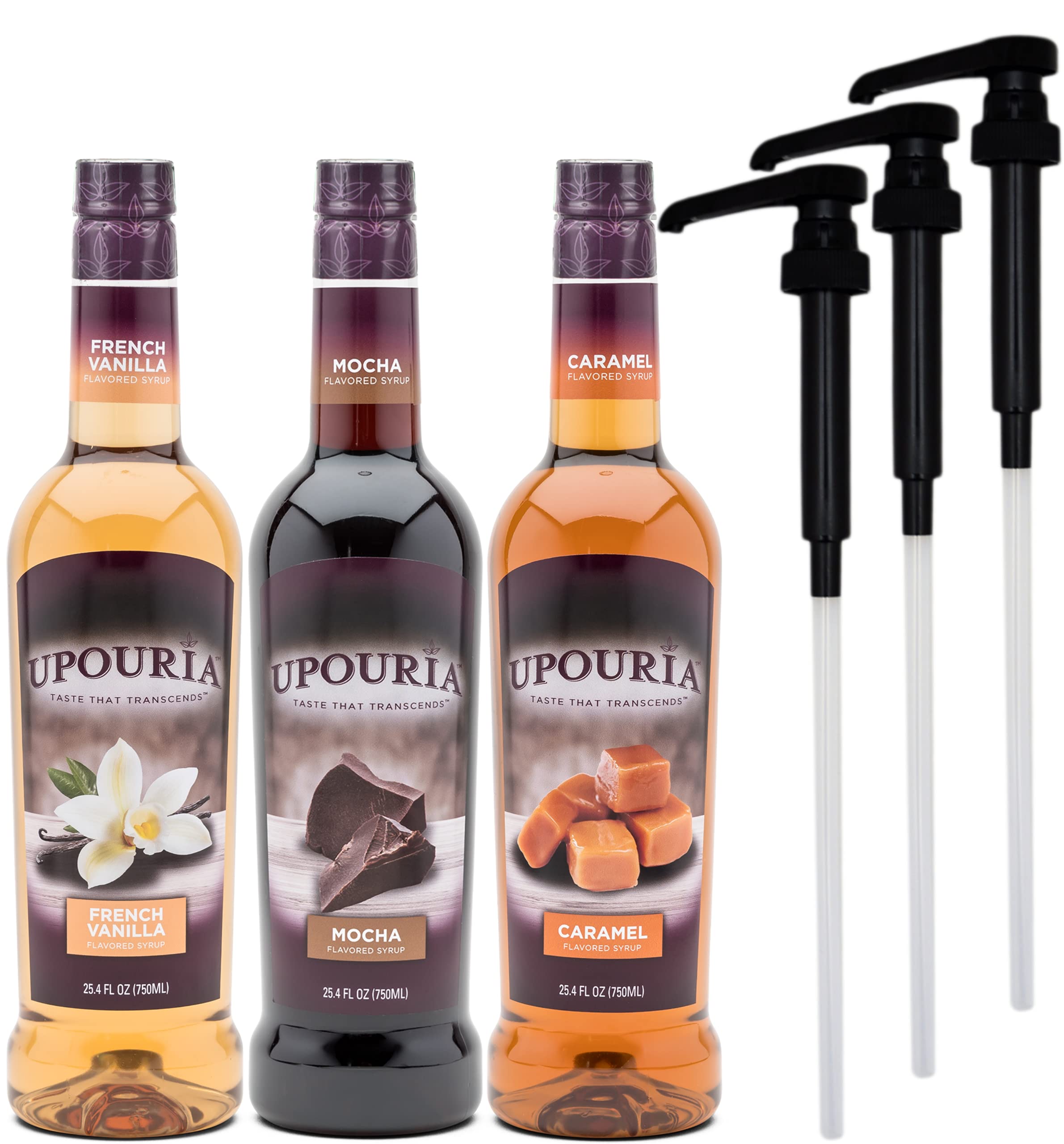 Sunny Sky front packaging showing three 750mL syrup bottles for easy selection