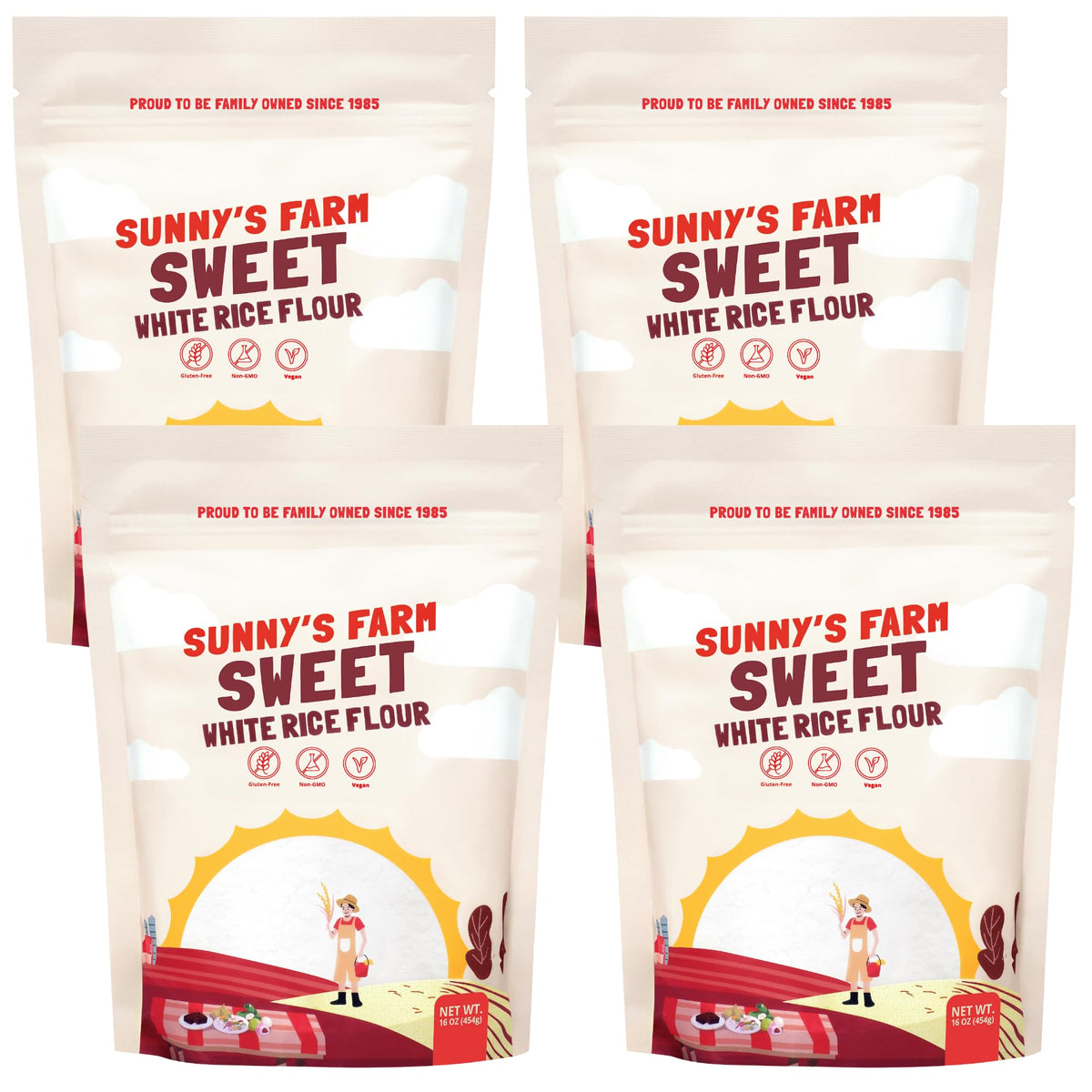 SUNNY’S FARM front packaging showing 16oz bag and clear branding for easy identification