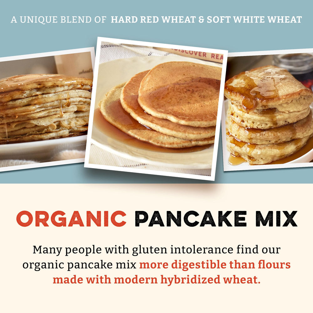 Sunrise Flour Mill grains spread overhead showing seven whole grains and natural ingredients