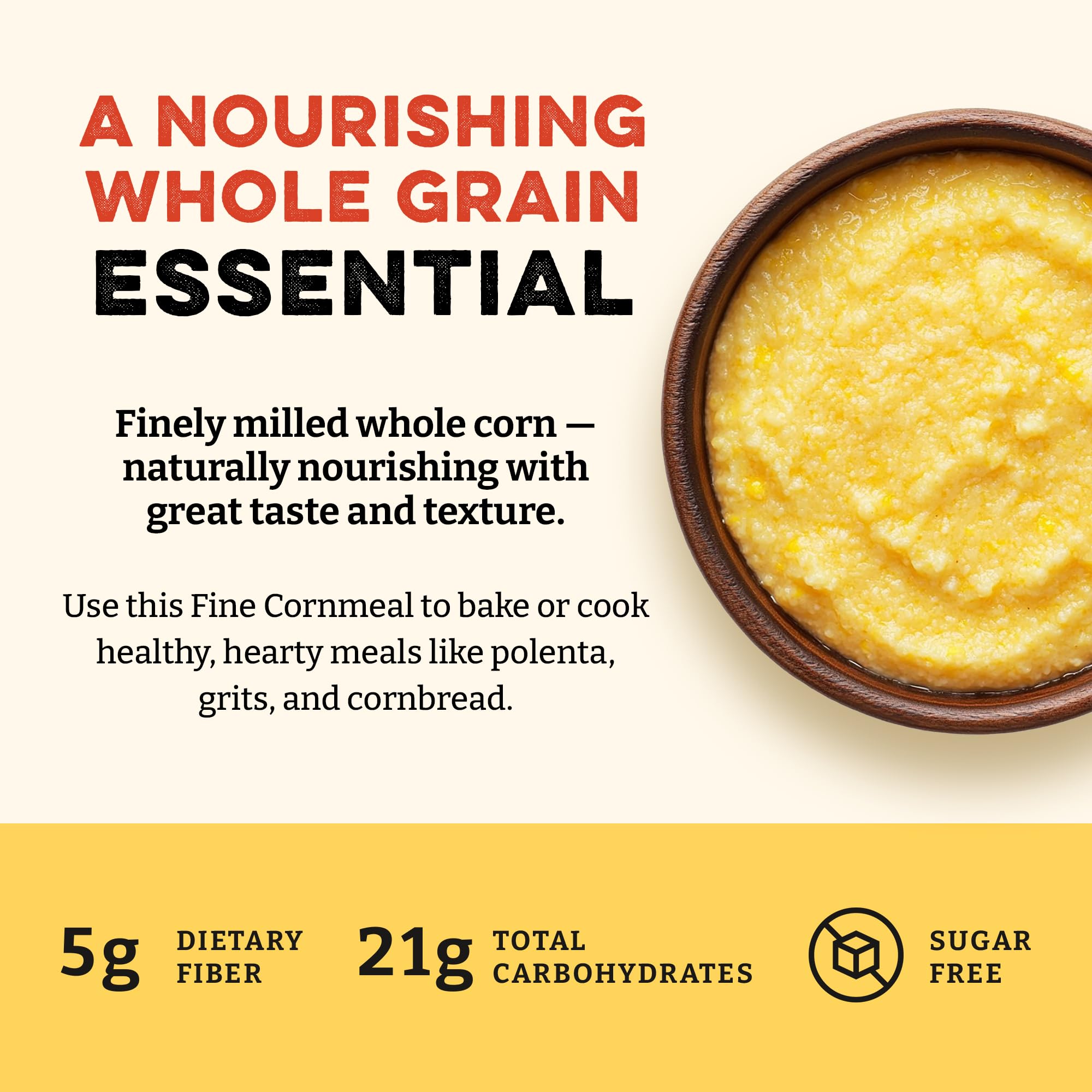 Sunrise Flour Mill cornmeal in kitchen setting showing versatile pantry-ready ingredient