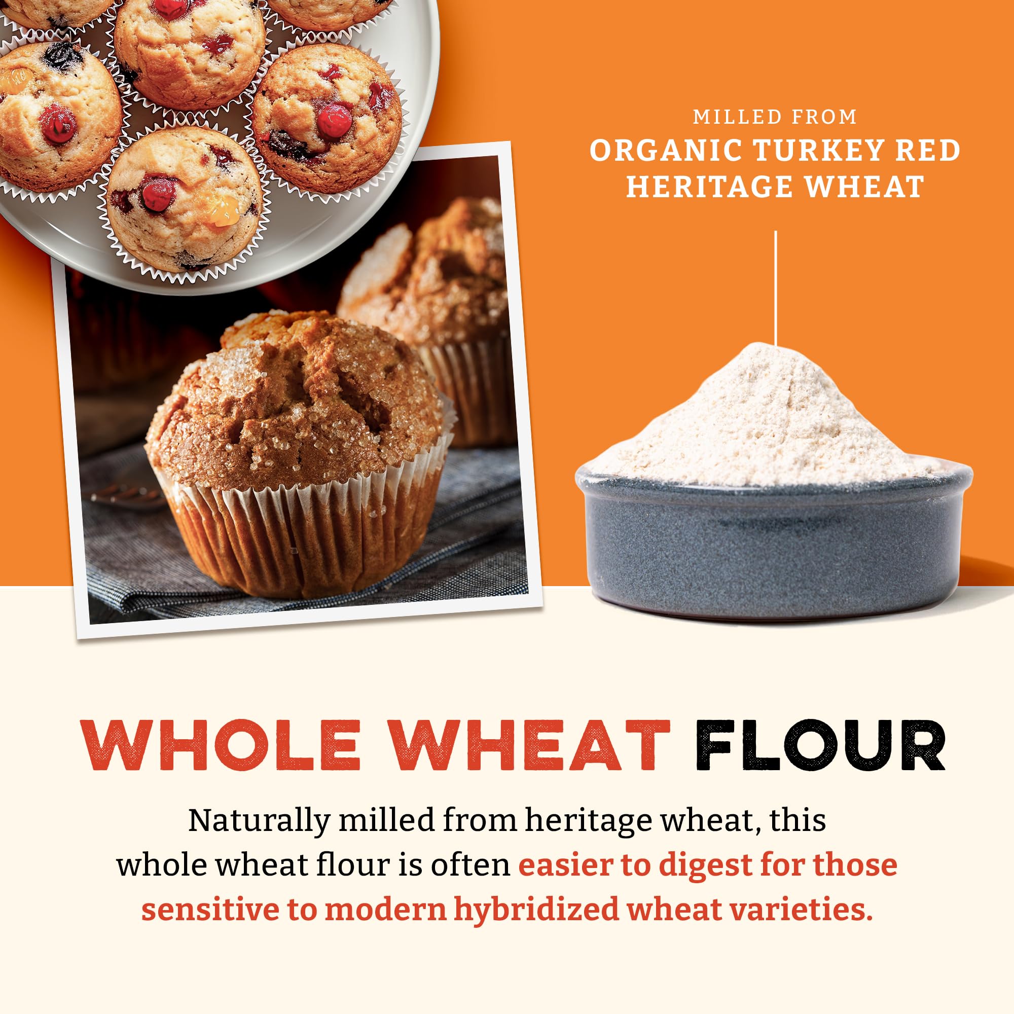 Sunrise Flour Mill nutrition and organic certification label showing product purity