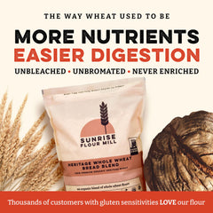 Sunrise Flour Mill sliced heritage whole wheat loaf showing airy crumb