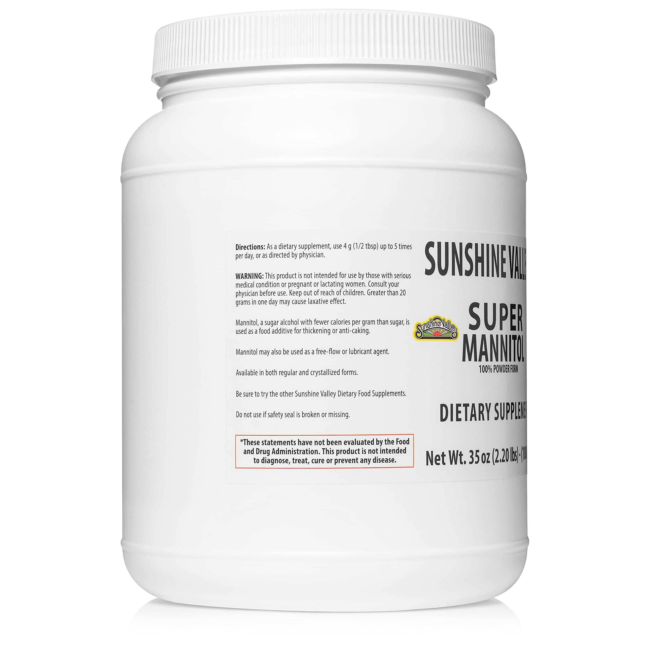 Metal scoop of Sunshine Valley mannitol demonstrating easy measuring and portion control