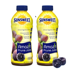 Sunsweet front packaging showing two slim cans and clear label, convenient for travel