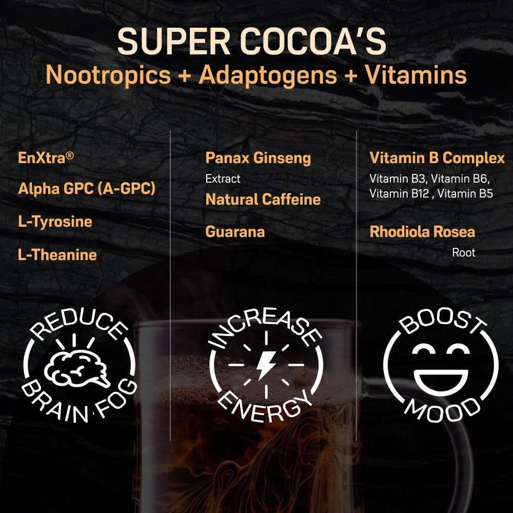 Super Cocoa scoop and powder ready to mix for fast preparation
