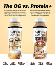 SUPER COFFEE pouring caffe latte into a glass showing creamy texture benefit