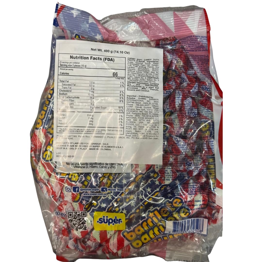 Supercoco Barrilete SUPER unwrapped bar close-up showing chewy texture and fruity appeal