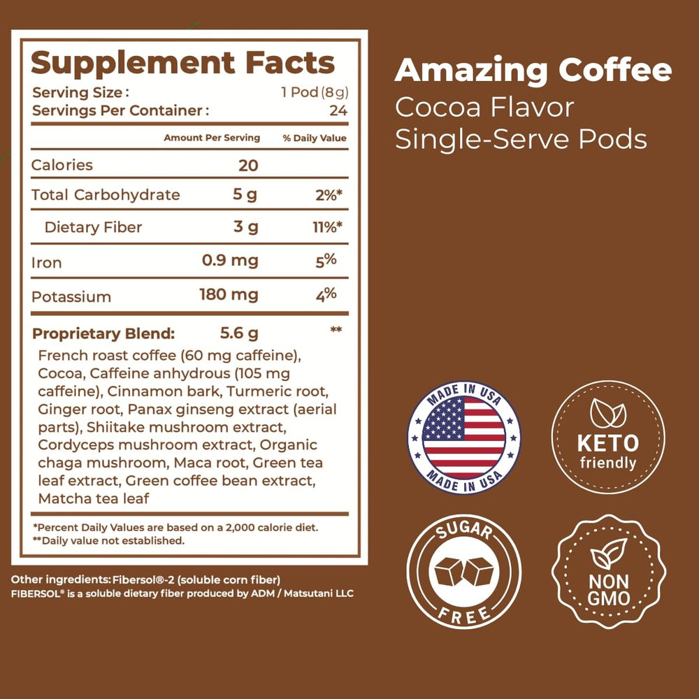 Superfoods Company cocoa variant detail emphasizing chocolate notes and added flavor