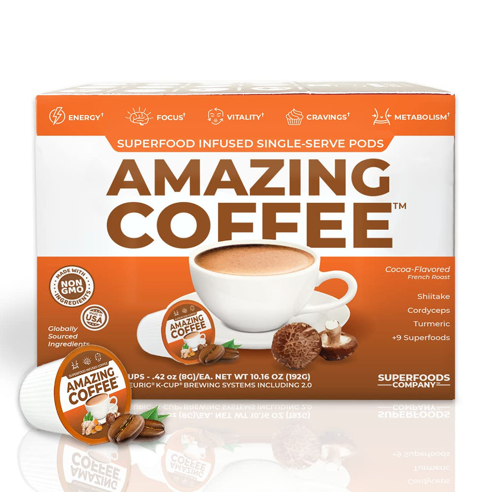 Superfoods Company front packaging showing bold French roast and benefits