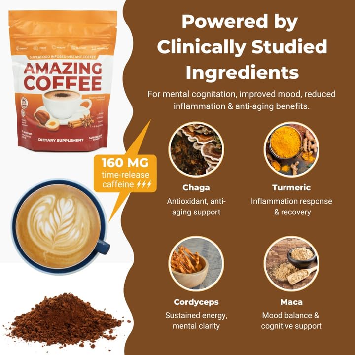 SUPERFOODS COMPANY serving-size scoop next to jar illustrating one serving