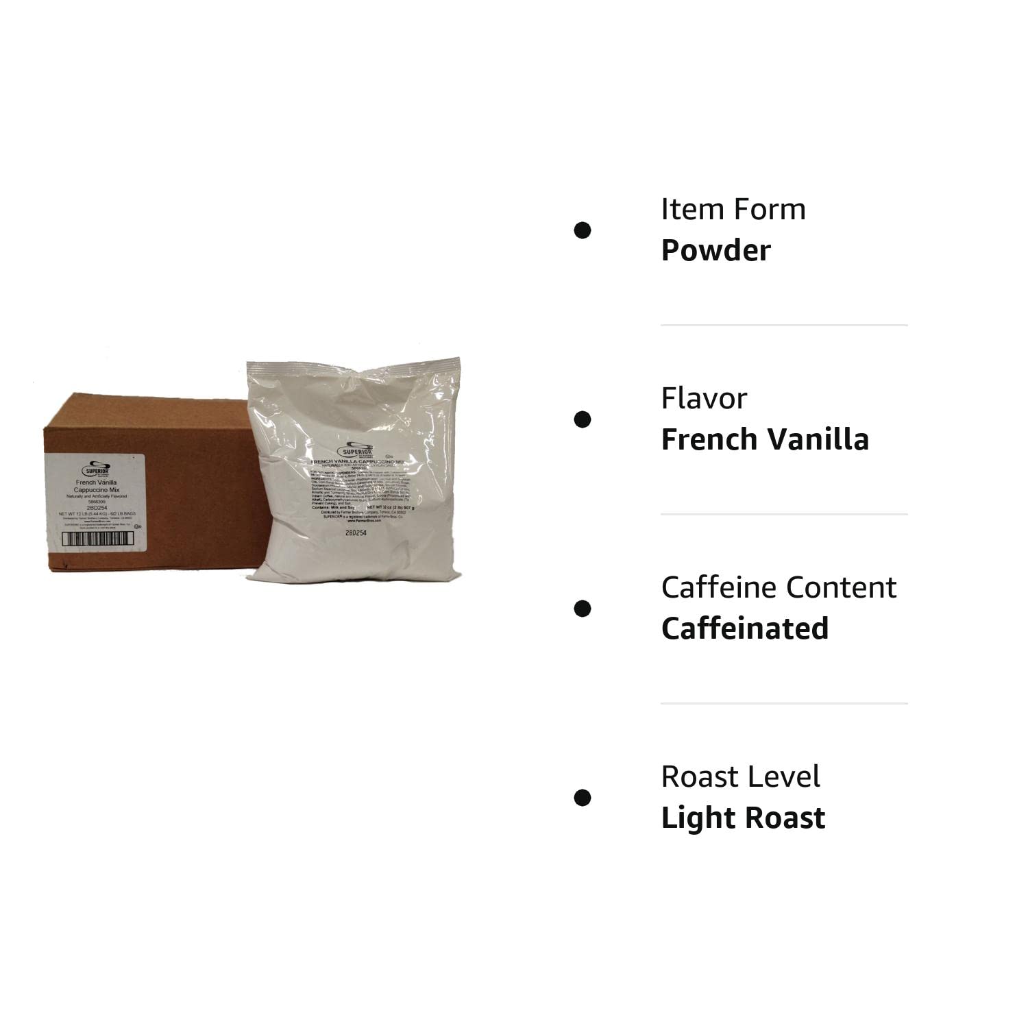 Superior scoop of French vanilla cappuccino powder close-up revealing texture benefits