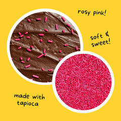 Supernatural sprinkles on frosted cupcake, adds natural pink color and decorative finish