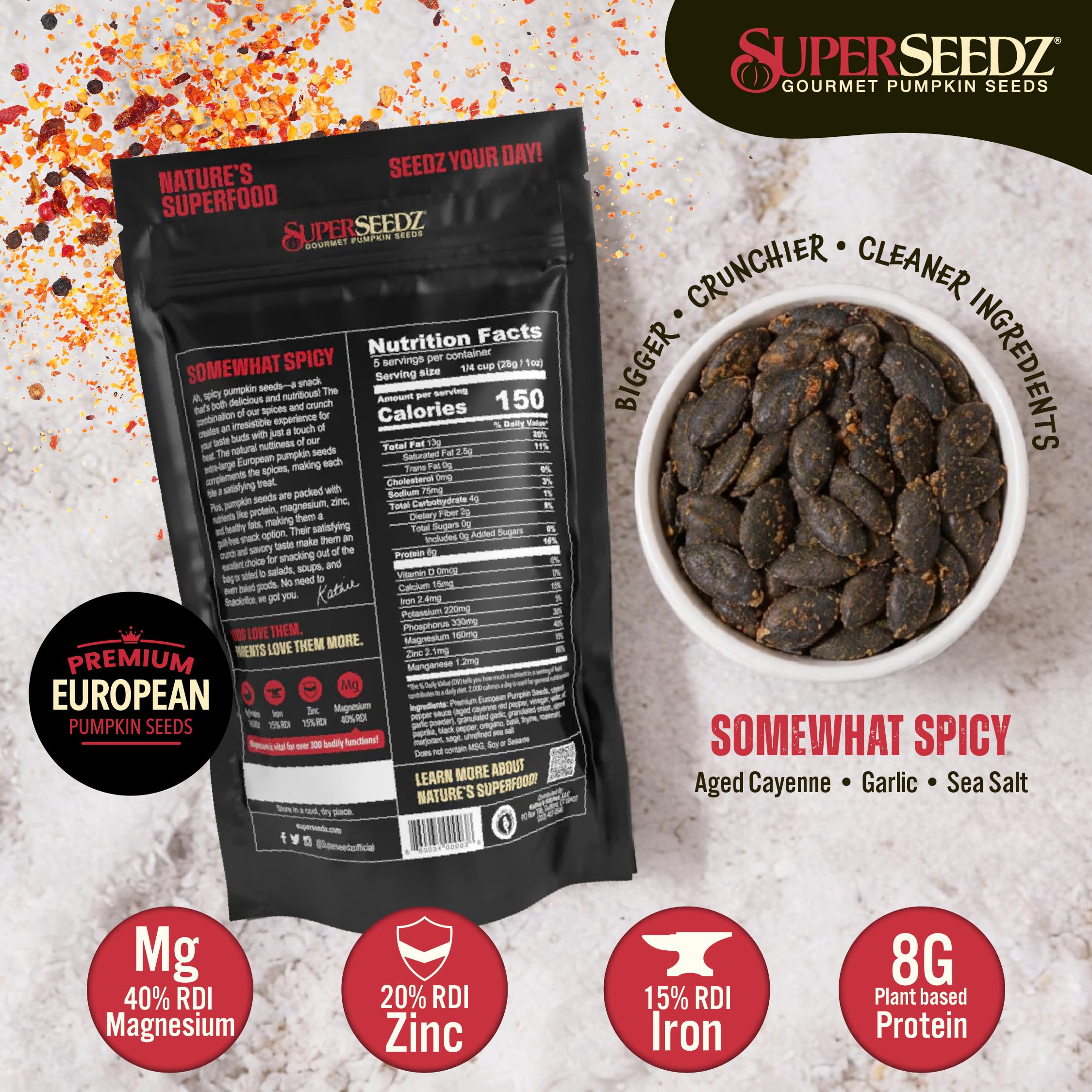 Person holding SuperSeedz bag eating seeds for on-the-go energy