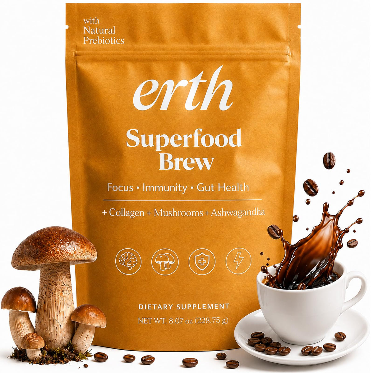 Supreme Detox Erth front packaging showing resealable pouch and benefits