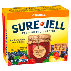 Sure-Jell opened box displaying sealed powder packets and convenience