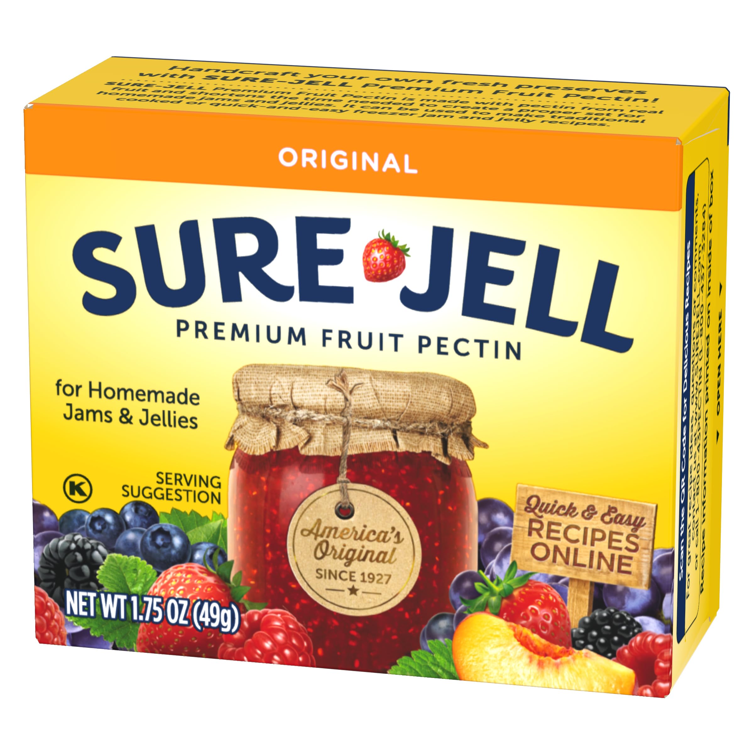 Close-up of Sure-Jell powder texture for consistent gelling