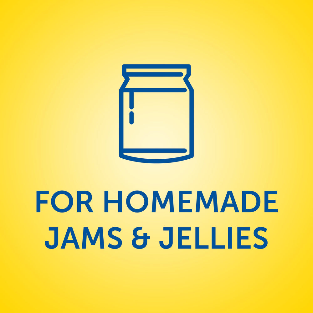 Jar of homemade jam made with Sure-Jell showing thick set