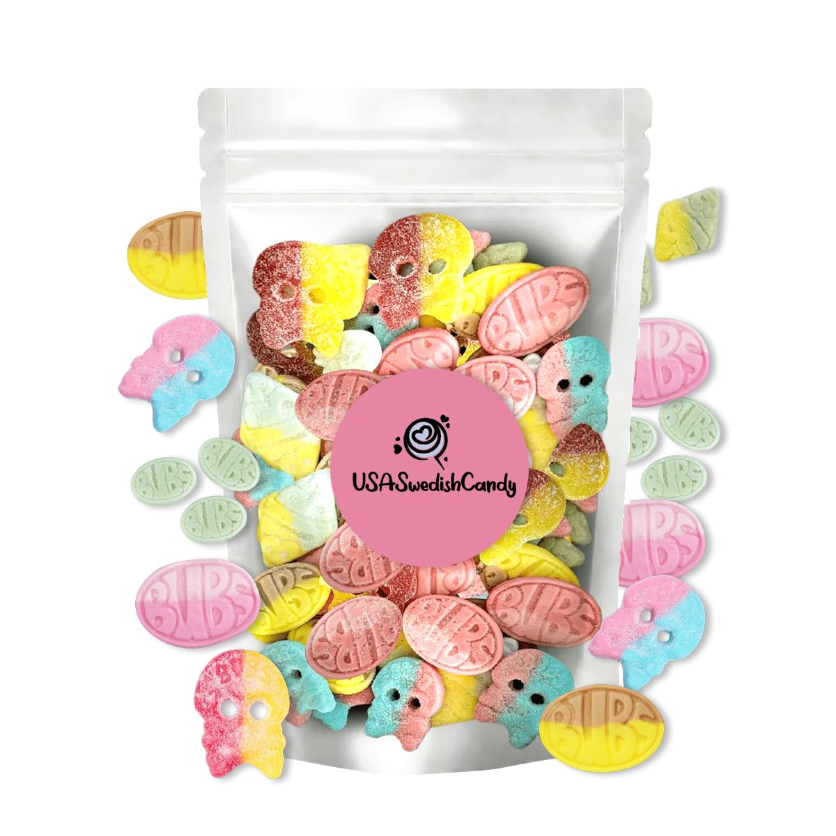 Susa Candy front packaging showing resealable bag and colorful gummies for freshness