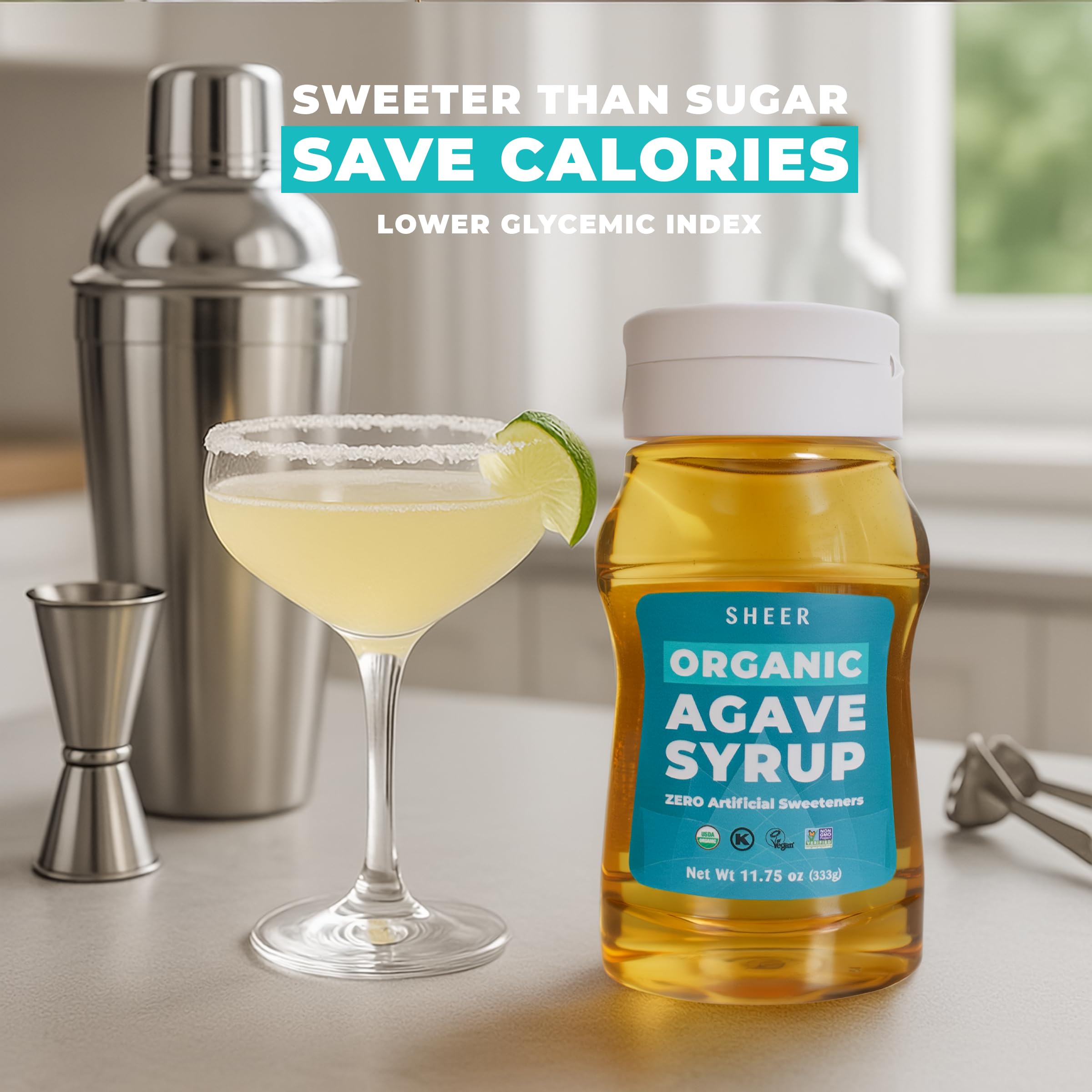 THE SUSTAINABLE AGAVE COMPANY with measuring spoon shows portion guidance and scale