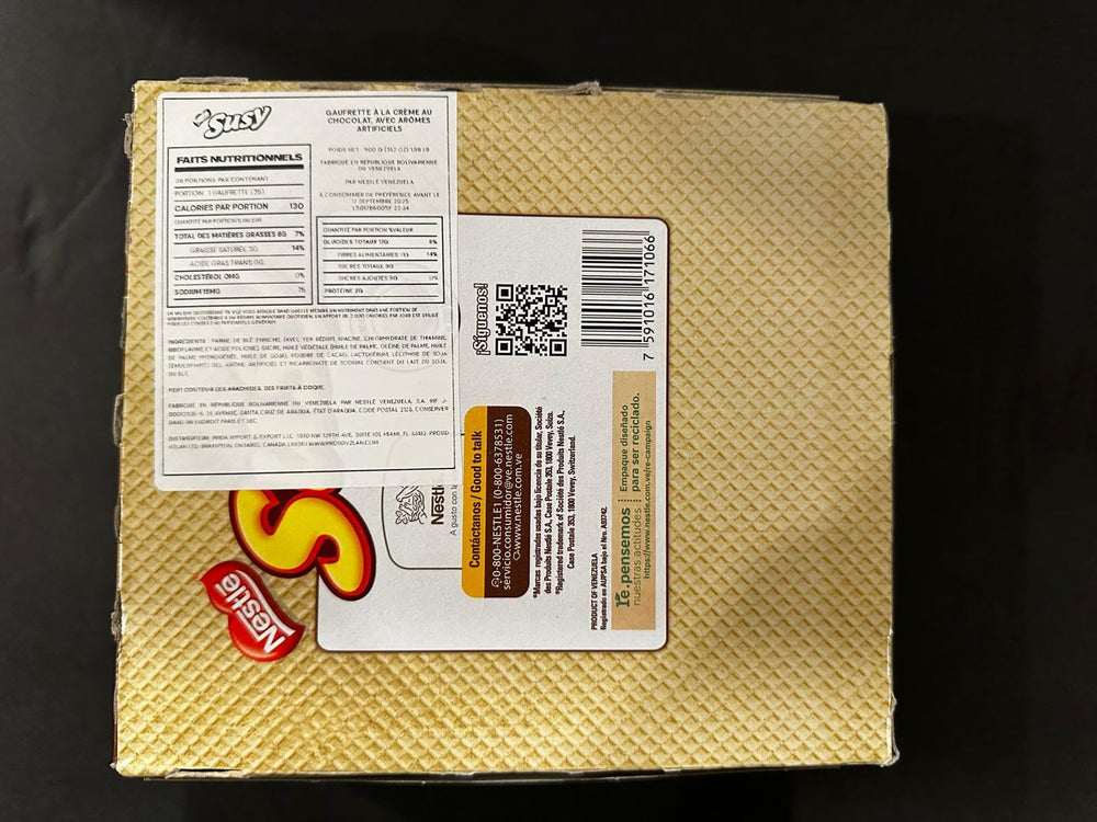 Susy product label and ingredient list for consumer clarity