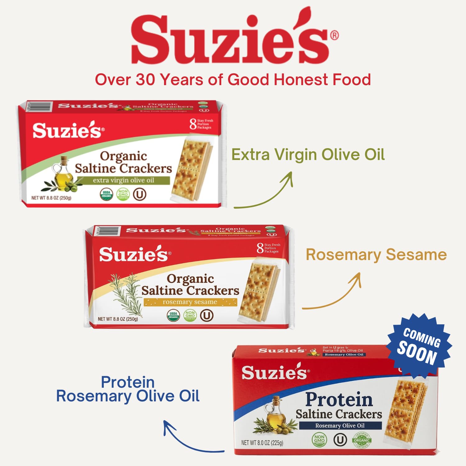 SUZIE'S close-up of cracker texture showing golden crisp bake and crunchy appeal