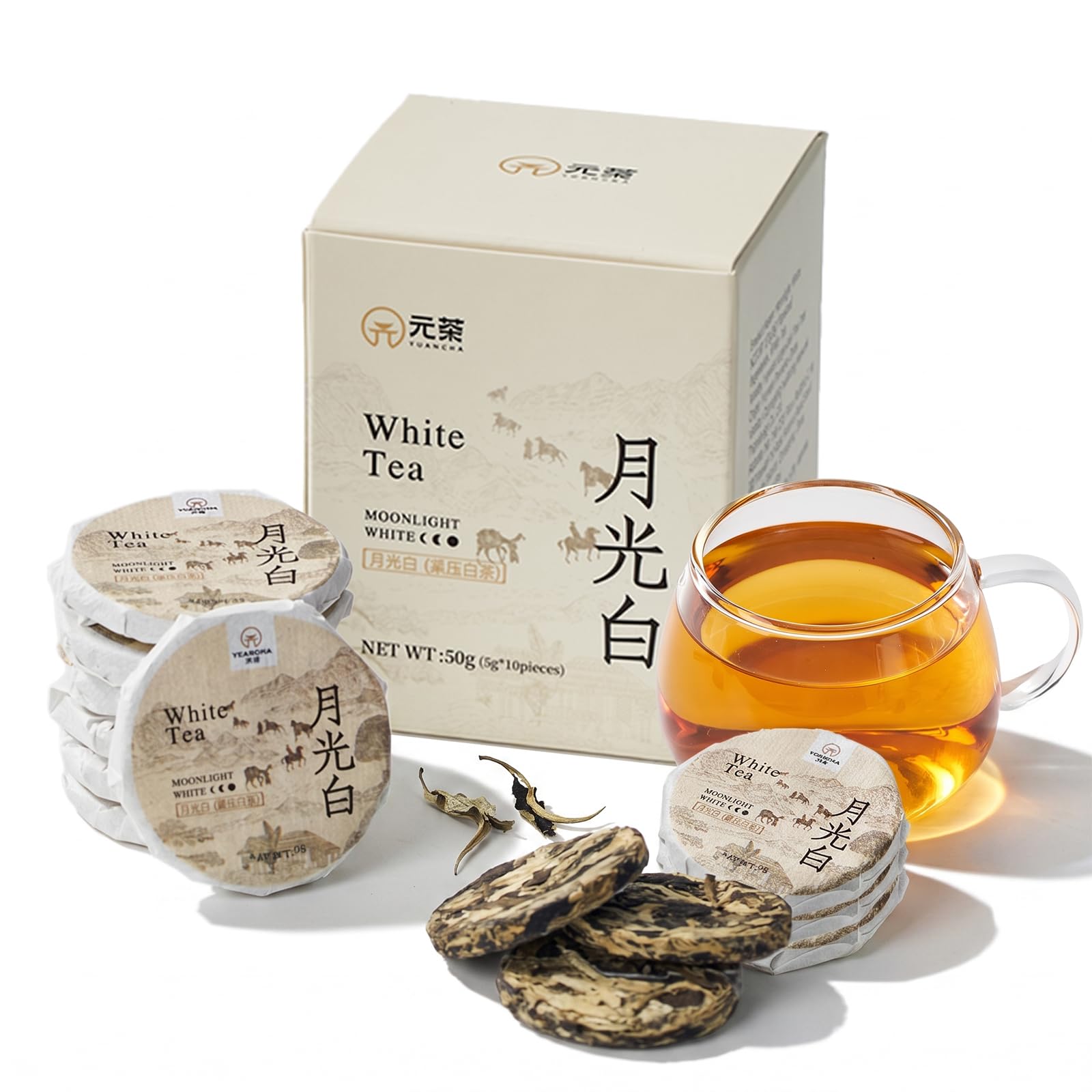 SVEYN front packaging of Yunnan Moonlight White Tea showing compact box and brand benefit convenience