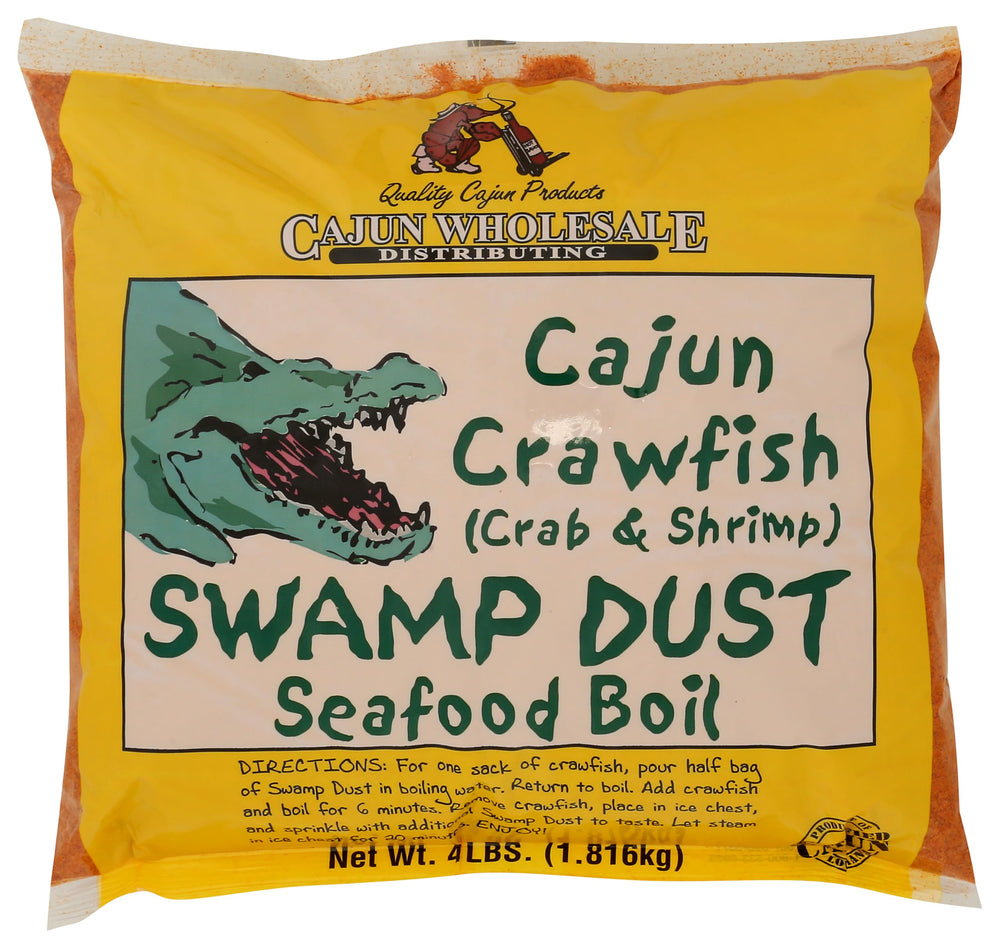 Swamp Dust 4LB front bag showing brand and seasoning blend for flavorful boils