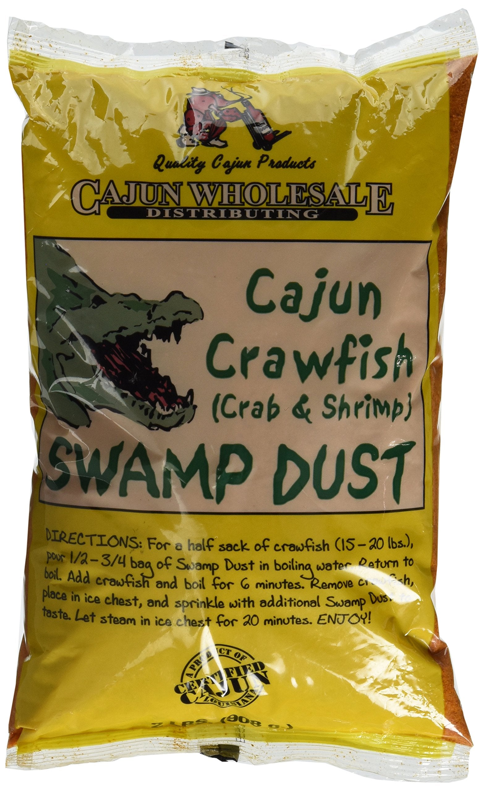 Swamp Dust 2lb front label showing product and bold Cajun flavor