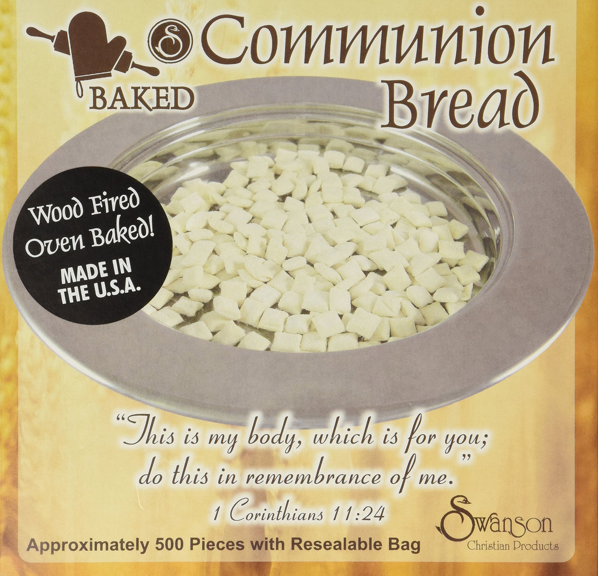 Swanson Christian Products front packaging showing resealable bag and 500 squares