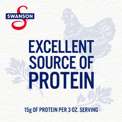 SWANSON S close-up of chicken texture highlighting firm, shredded pieces