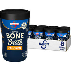 Swanson front packaging showing eight microwavable cups and brand